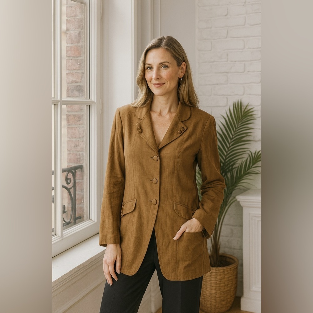 J. Jill  100% Silk Jill Cooper Goldish Blazer Jacket size XS